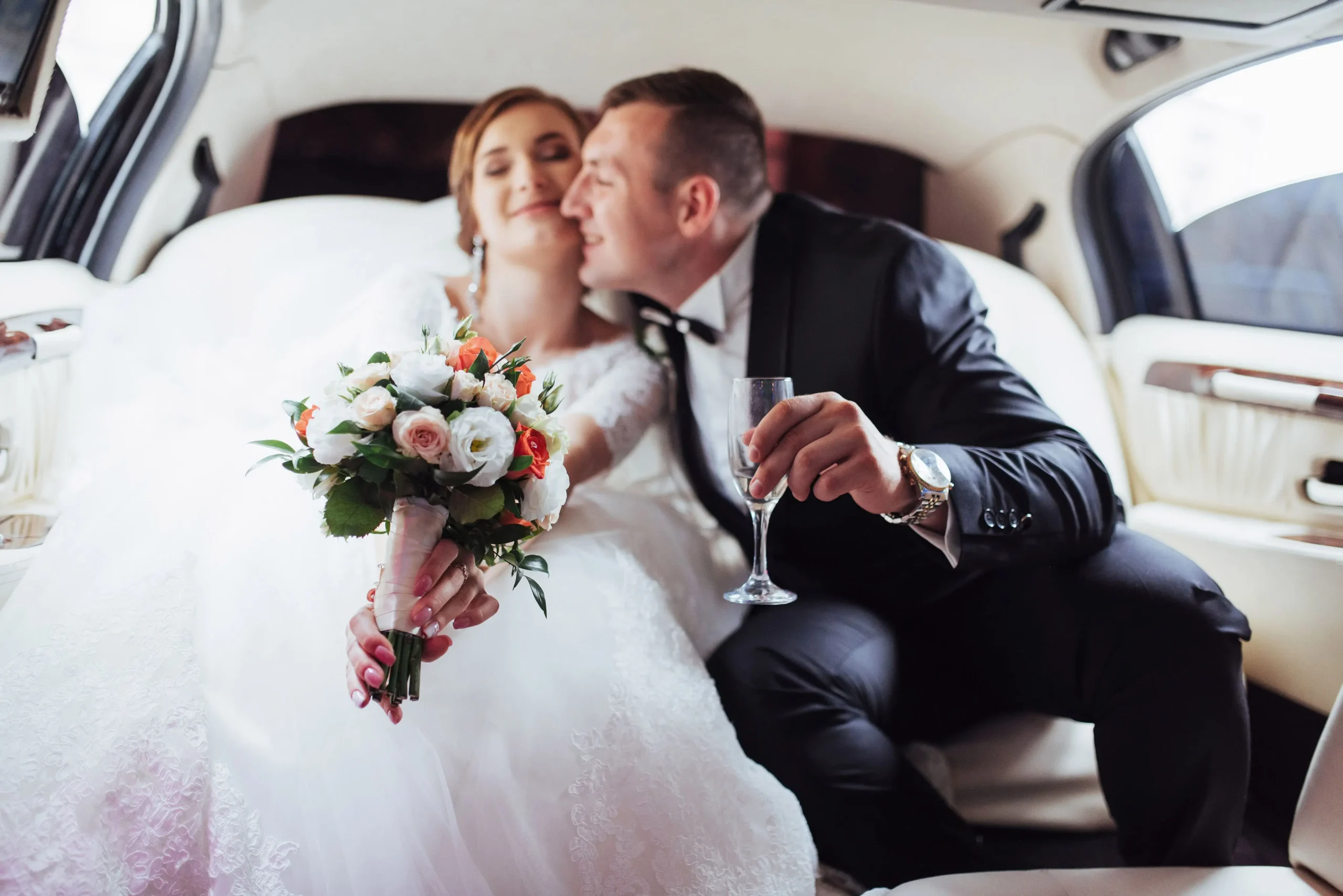 Romantic Limo Ride a stylish wedding transportation option