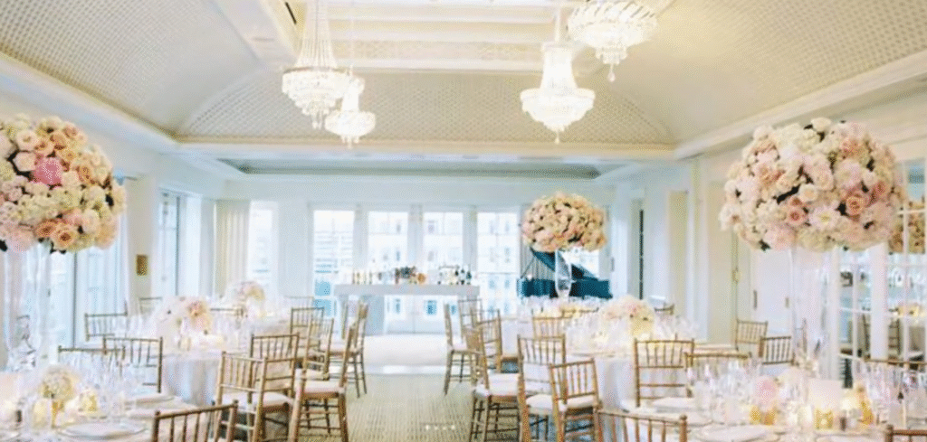 Washington D.C. micro‑wedding table arrangement with stylish minimal florals and personalized details